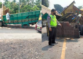 Dua truk tabrakan di Lampung Selatan