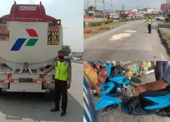 Kecelakaan motor dan truk tangki Pertamina di Natar Lampung Selatan