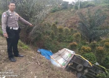 Truk masuk jurang di Lampung Barat